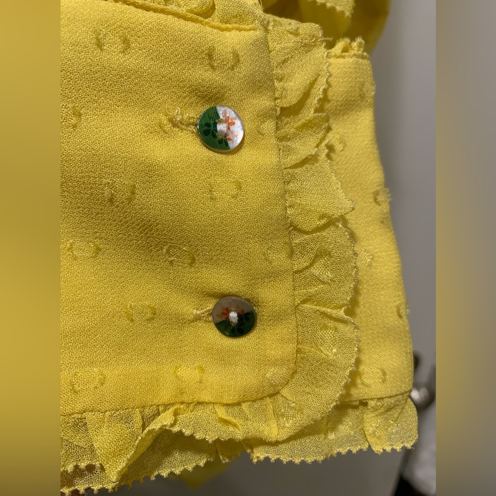 NEW FARM Rio Yellow Ruffle Mini Dress Sz Large - Picture 6 of 6